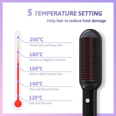 Embellet 2-in-1 Hair Straightener Brush & Curling Hot Comb