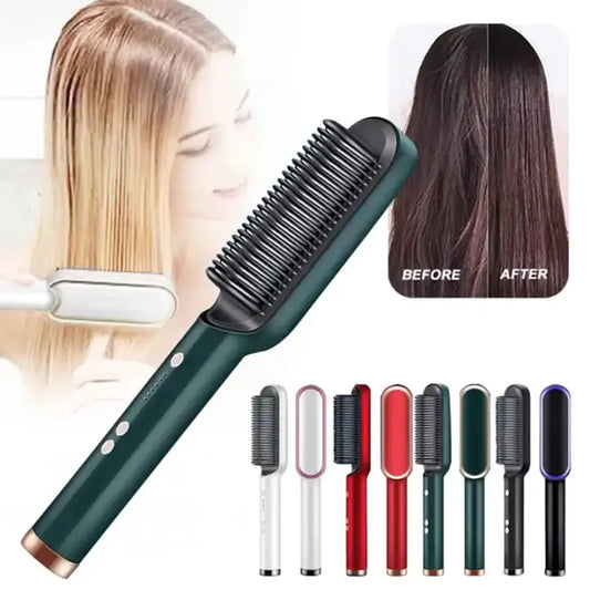 Embellet 2-in-1 Hair Straightener Brush & Curling Hot Comb