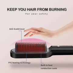 Embellet 2-in-1 Hair Straightener Brush & Curling Hot Comb