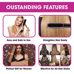 Embellet 2-in-1 Hair Straightener Brush & Curling Hot Comb