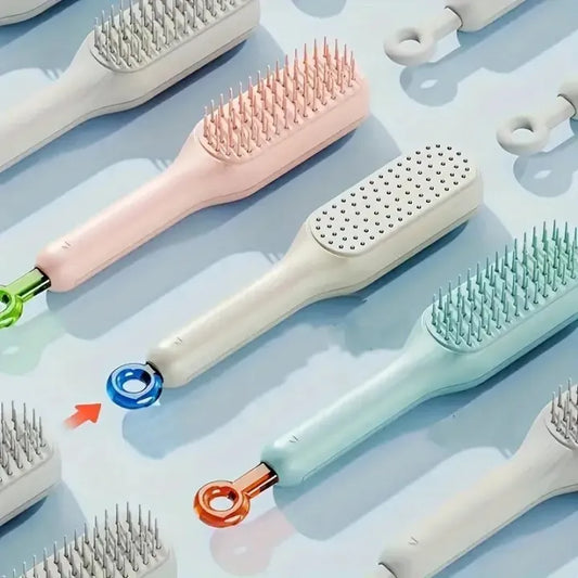 Self-Cleaning Hair Brush with Scalp Massage & Easy One-Pull Clean